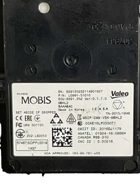 L0991-51010 Hyundai 2021-2022 Sonata Rh Blind Spot Radar Sensor Control Module Oem