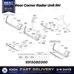Genuine Rear Corner Radar Unit 99150BE000 For Hyundai Kona. Fixed Price $386.00.