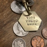 1968 Volvo 1800 Brass Key Fob. Fixed Price $16.50.