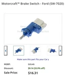 Motorcraft SW-7020 Brake Switch. Fixed Price $9.00.
