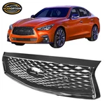Fits 18-24 Infiniti Q50 Front Bumper Hood Upper Grille W/sensor Hole Gloss Black. Fixed Price $49.99.